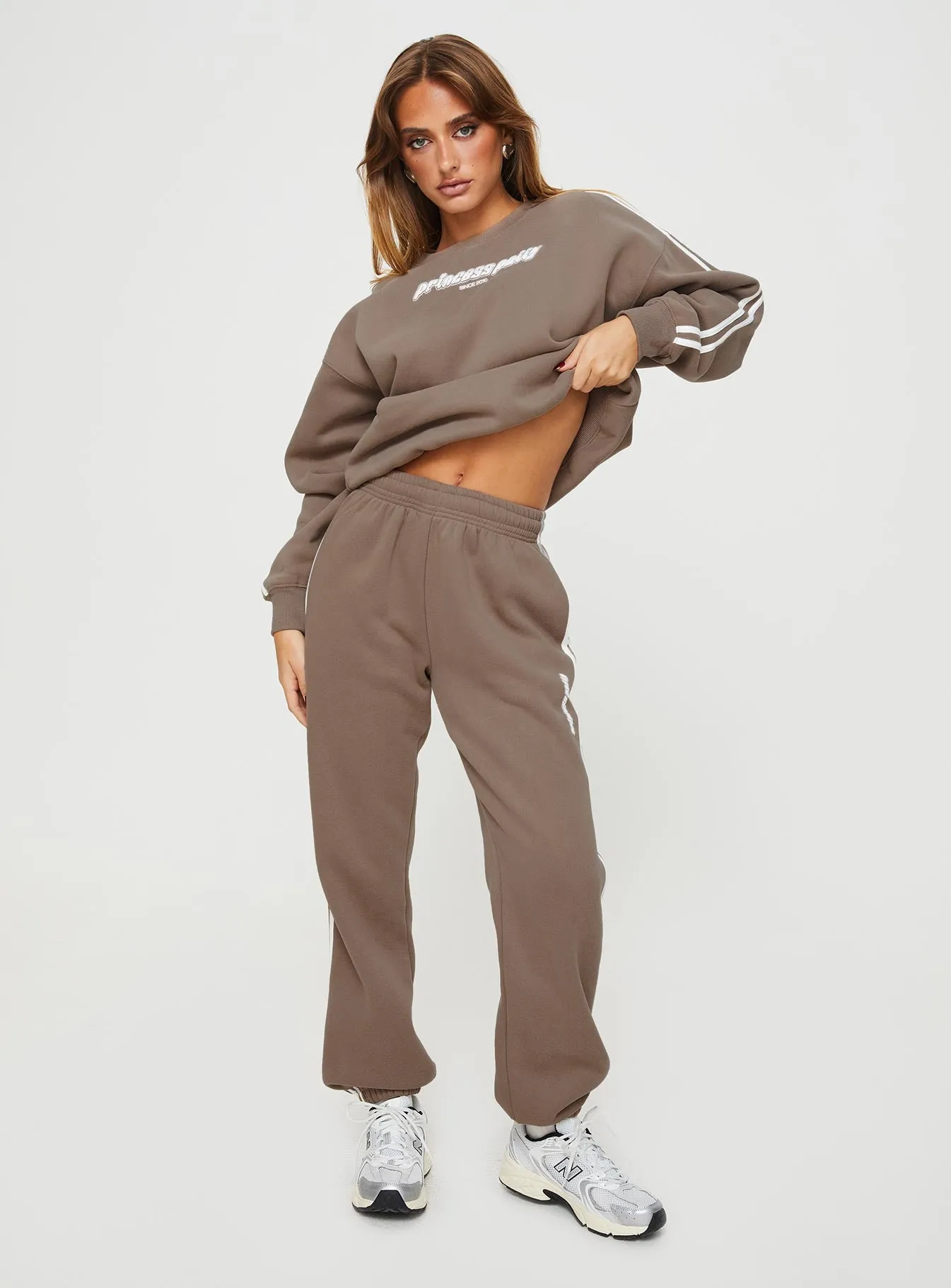 Princess Polly Track Pants Stripe Taupe / White sold by Princess Polly product image thumbnail 3