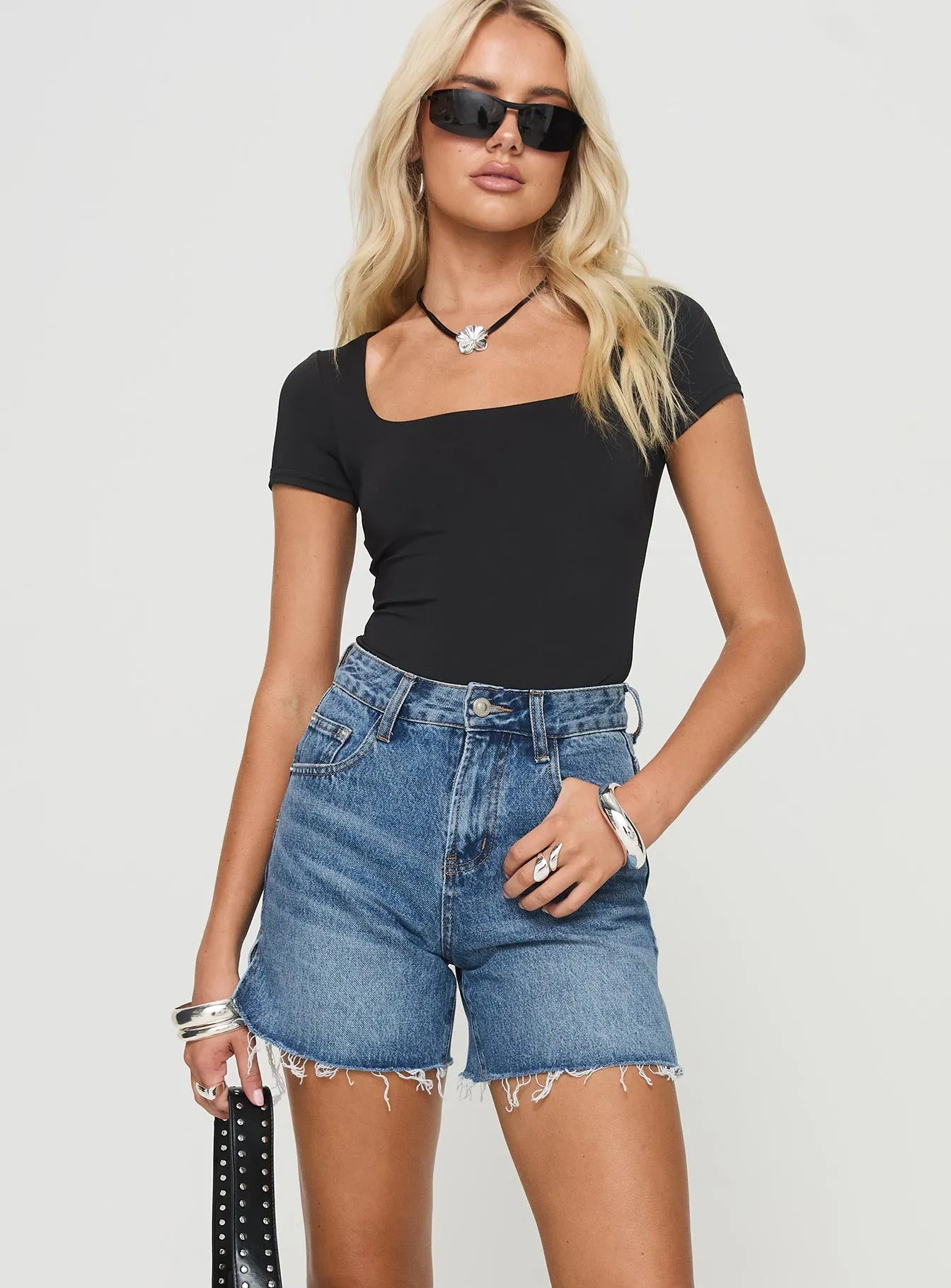 Hayelle Denim Shorts Mid Blue sold by Princess Polly product image thumbnail 2