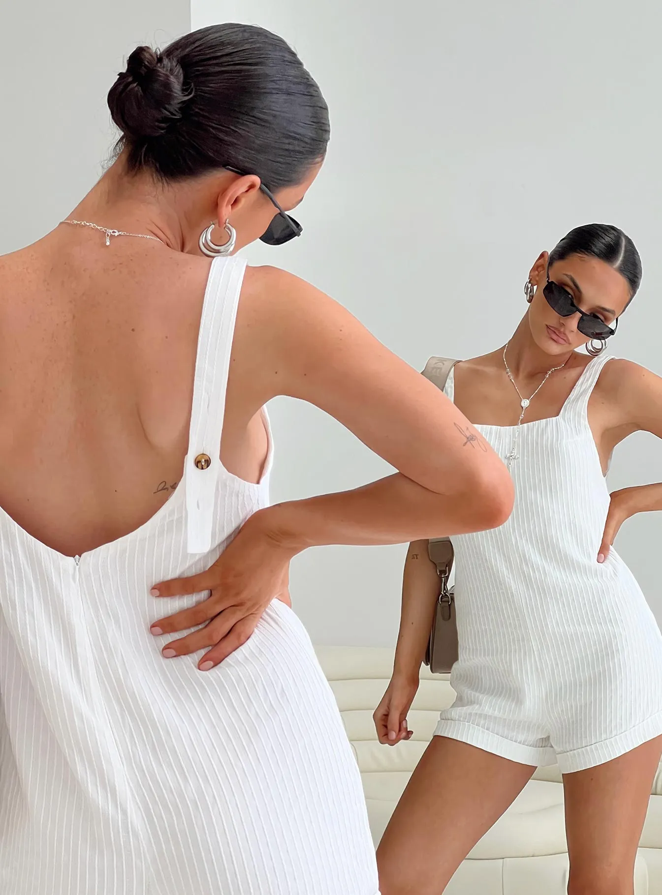 Nathalie Romper White sold by Princess Polly product image thumbnail 3