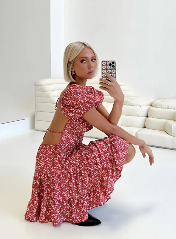 Danny Mini Dress Red Floral sold by Princess Polly