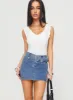 Domino Mini Skirt Mid Blue Denim sold by Princess Polly