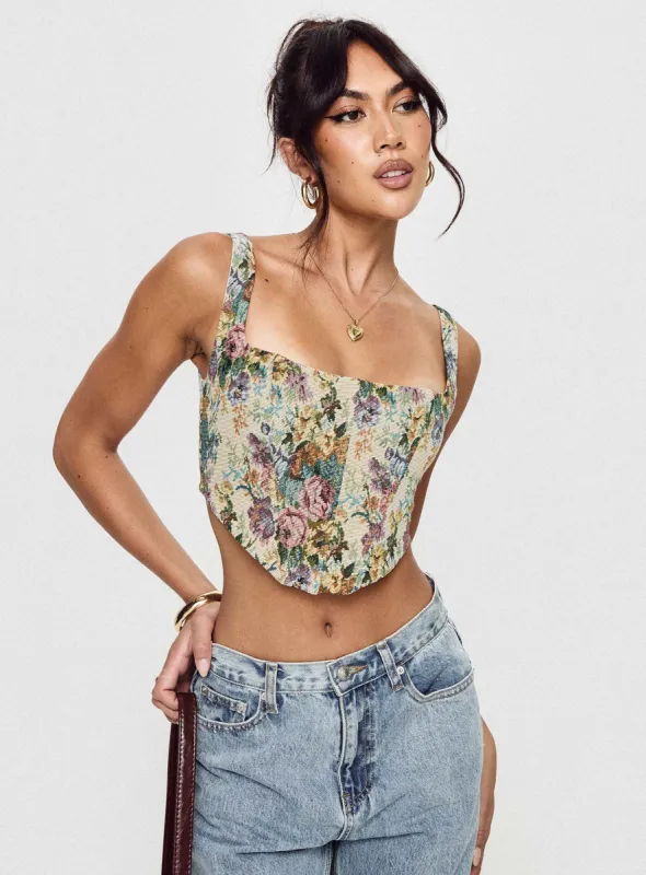 Tender Heart Corset Top Multi sold by Princess Polly