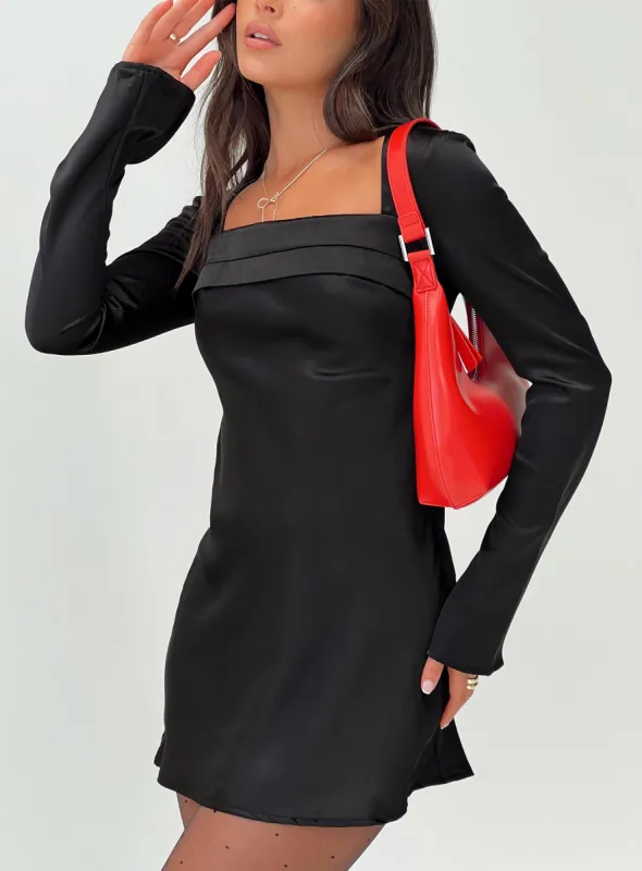 Phillipa Long Sleeve Mini Dress Black sold by Princess Polly