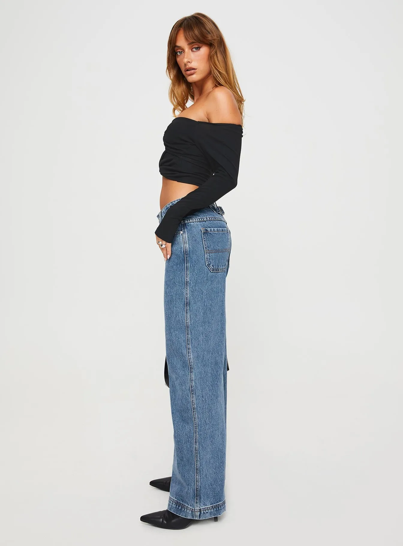 Jankins Low Rise Straight Leg Jeans Mid Wash sold by Princess Polly product image thumbnail 5