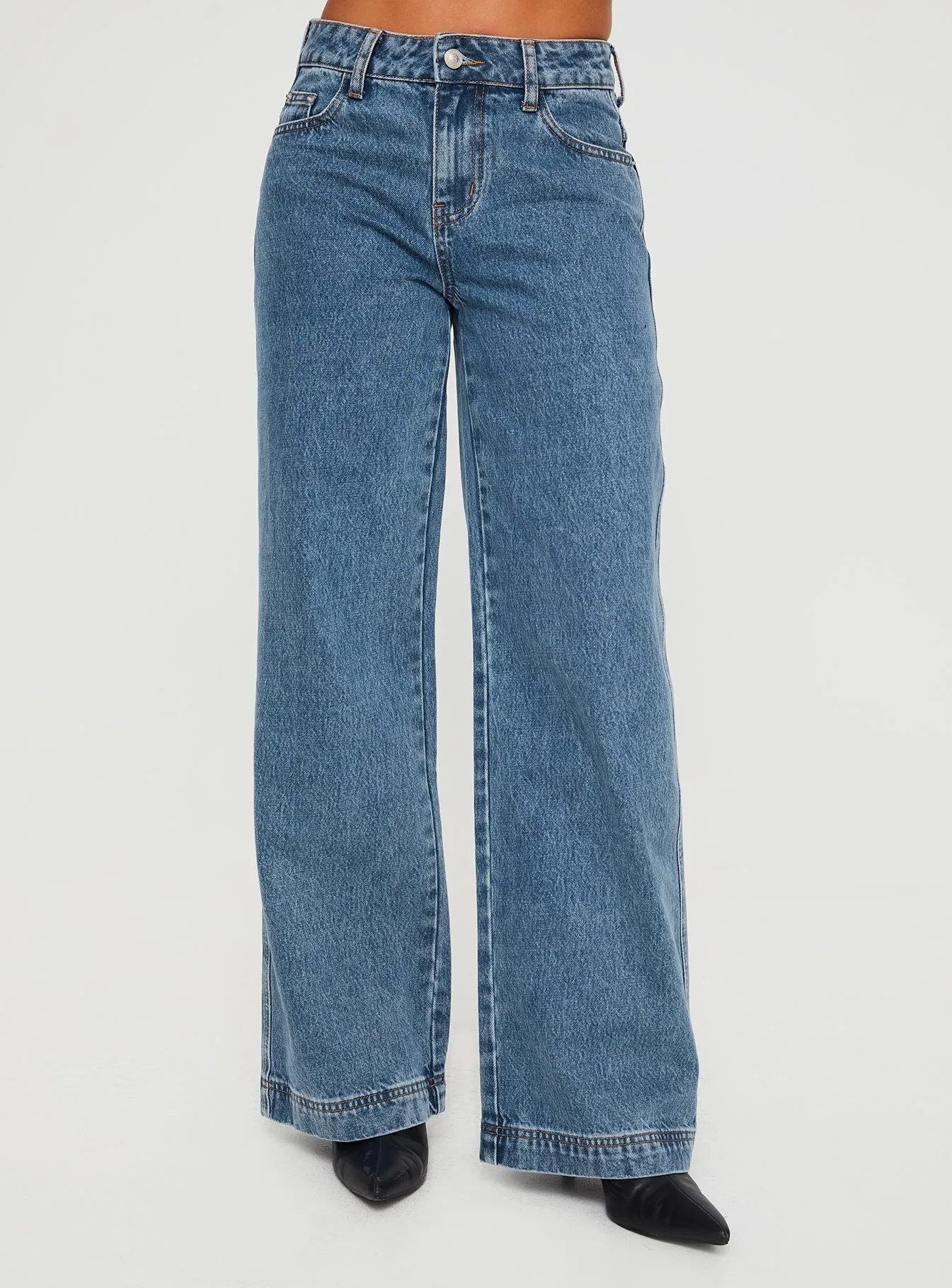 Jankins Low Rise Straight Leg Jeans Mid Wash sold by Princess Polly product image thumbnail 2