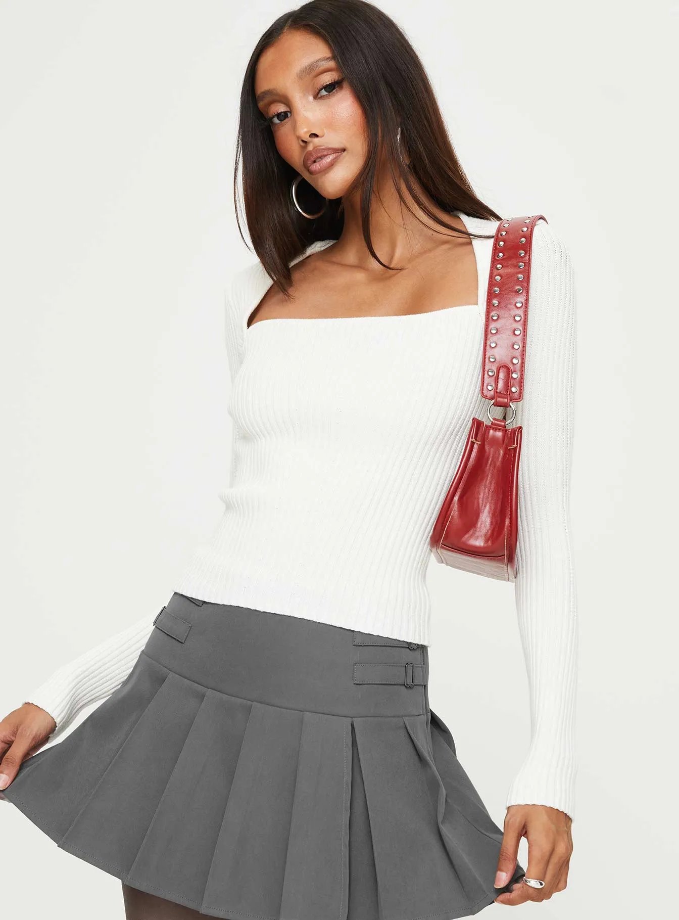 Gleeson Square Neck Long Sleeve Top White sold by Princess Polly product image thumbnail 2