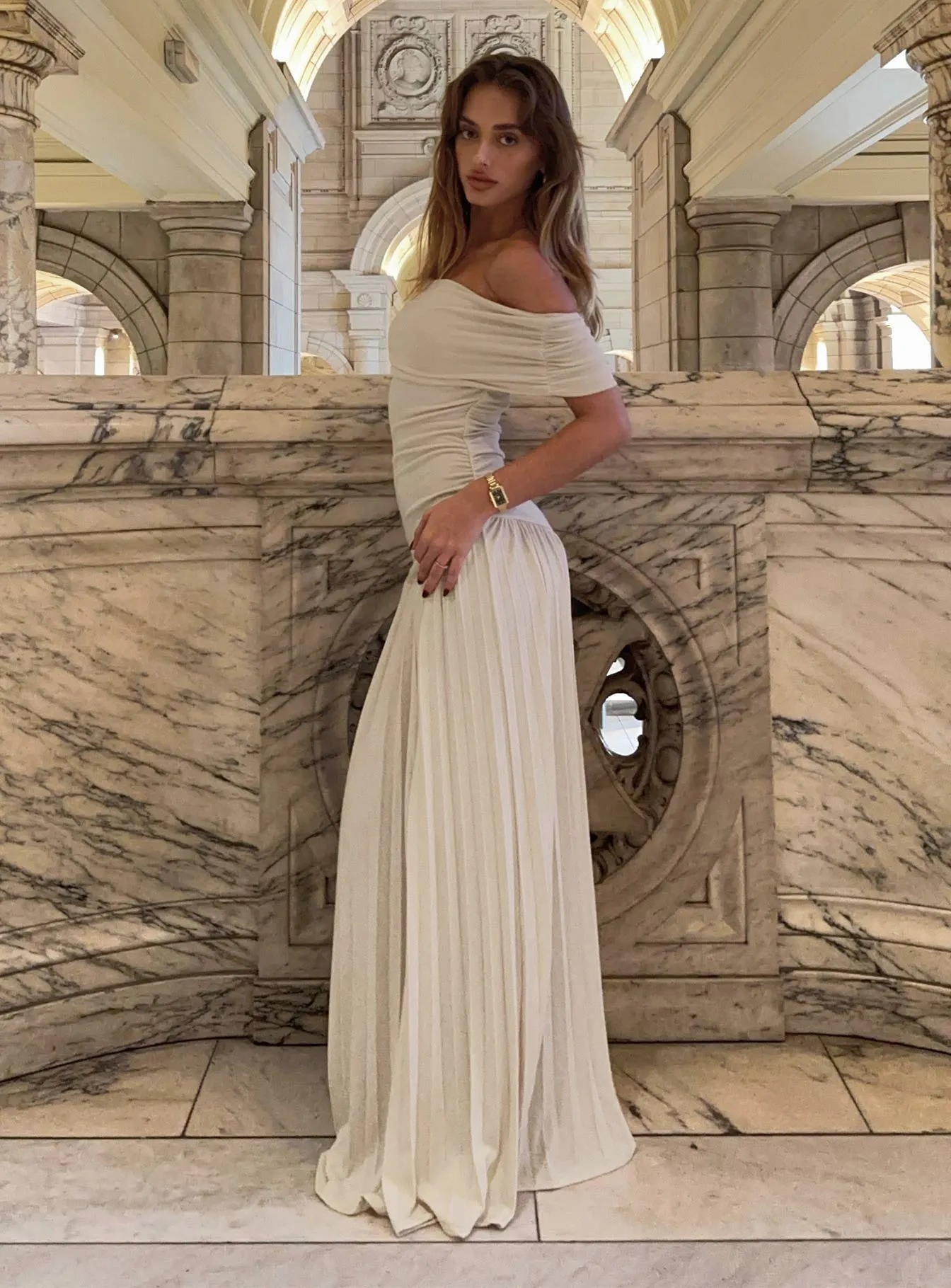 Field Of Dreams Maxi Dress Oatmeal sold by Princess Polly