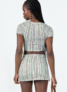 Anni Stripe Mini Skirt Multi sold by Princess Polly
