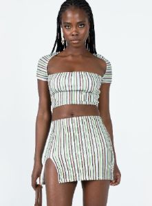 Anni Stripe Mini Skirt Multi sold by Princess Polly