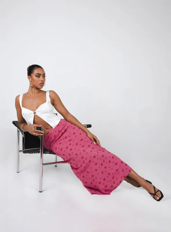 Gendling Midi Skirt Pink Floral sold by Princess Polly