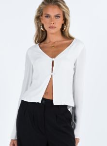 Carmaine Long Sleeve Top White sold by Princess Polly