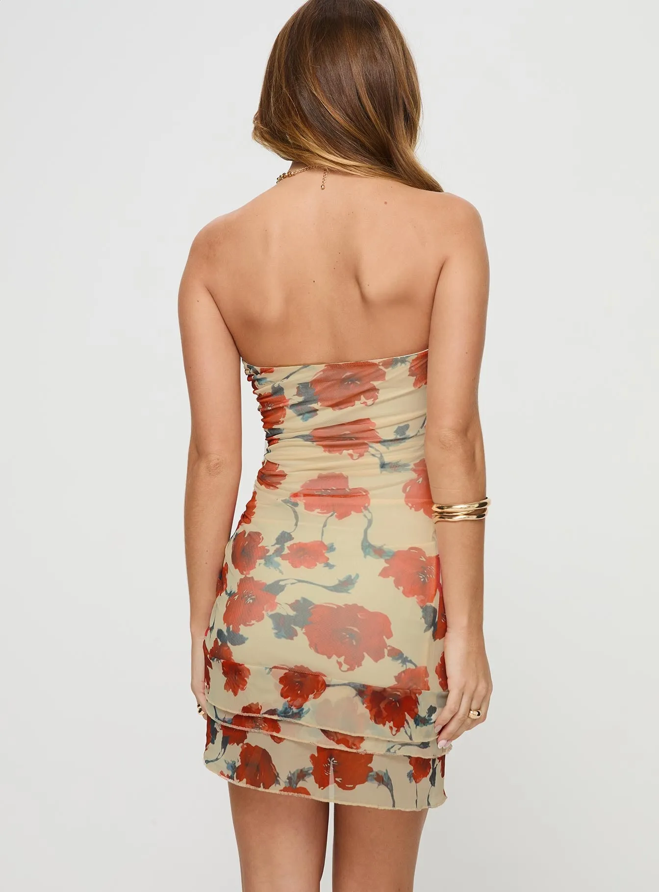 Dimitrios Strapless Mini Dress Yellow / Red Floral sold by Princess Polly product image thumbnail 4