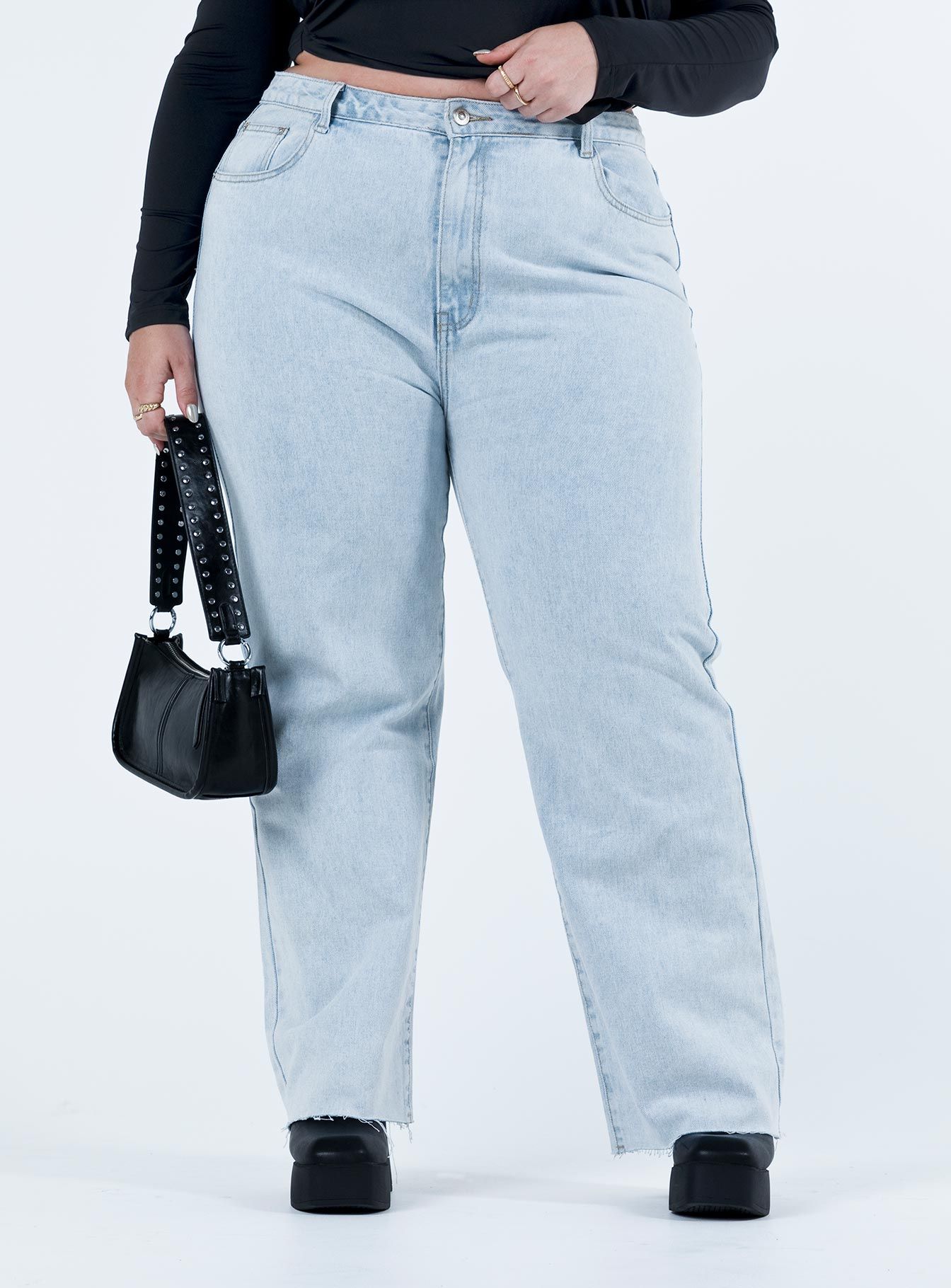 Queenstown Straight Leg Jeans Light Wash Denim Curve sold by Princess Polly product image thumbnail 2