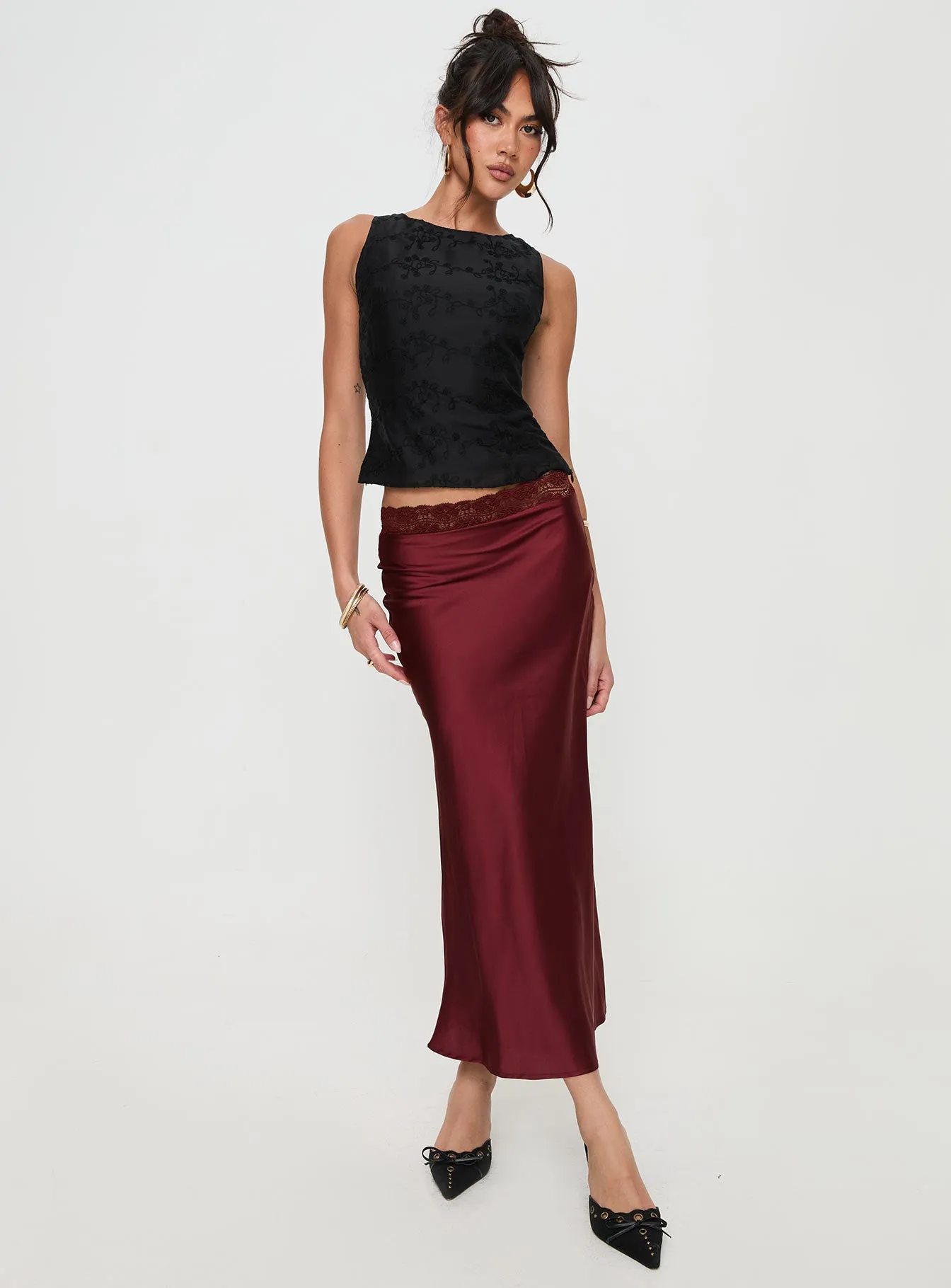 The Charmaine Maxi Skirt Burgundy sold by Princess Polly product image thumbnail 2