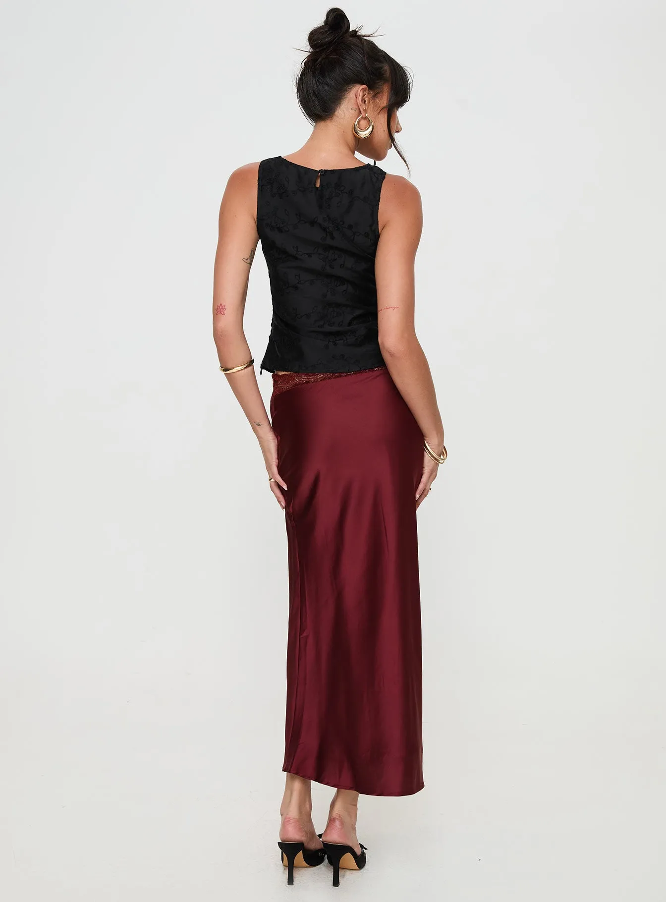 The Charmaine Maxi Skirt Burgundy sold by Princess Polly product image thumbnail 5