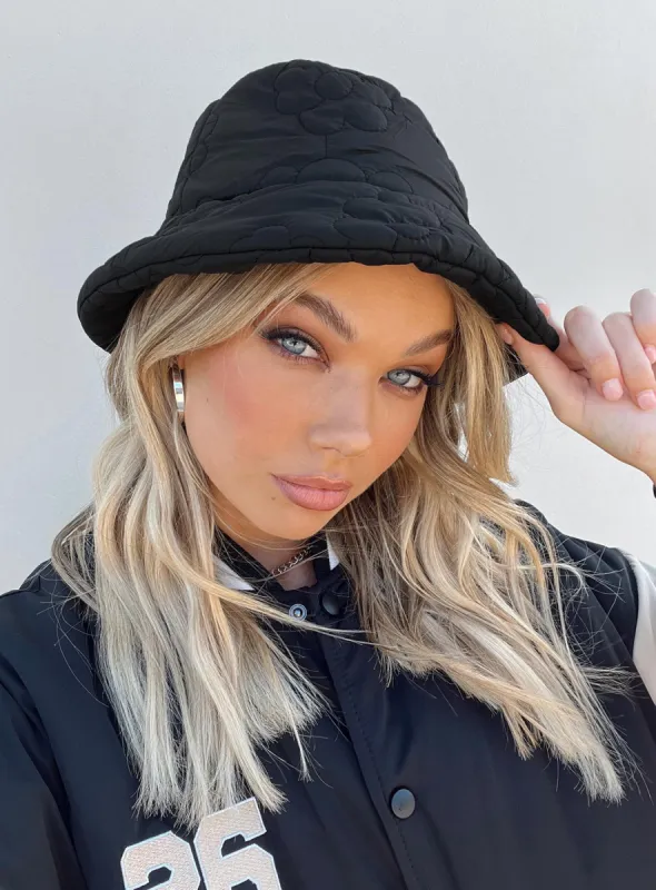 Reina Puffer Hat Black sold by Princess Polly