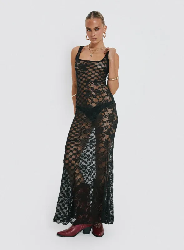 Zhara Lace Dress Black sold by Princess Polly