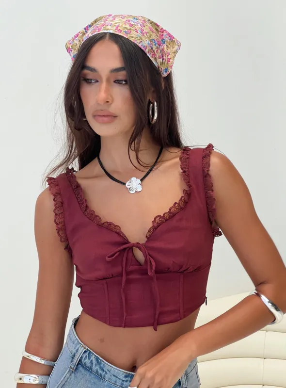 Scarlett Top Wine sold by Princess Polly