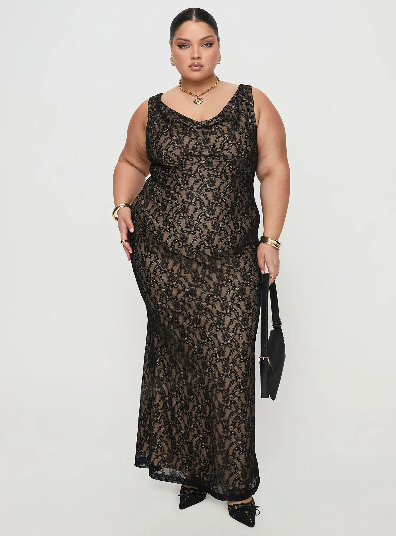 Romani Lace Maxi Dress Black Curve sold by Princess Polly product image thumbnail 2