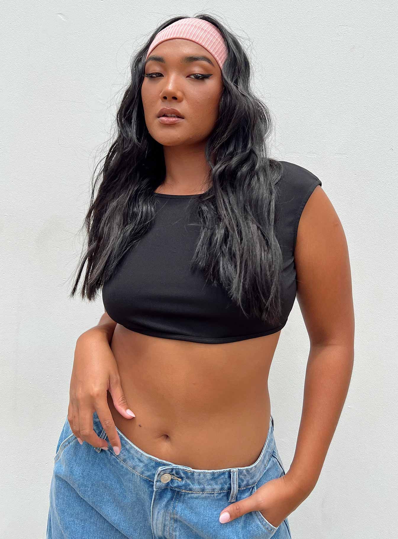 Pasadena Crop Top Black sold by Princess Polly
