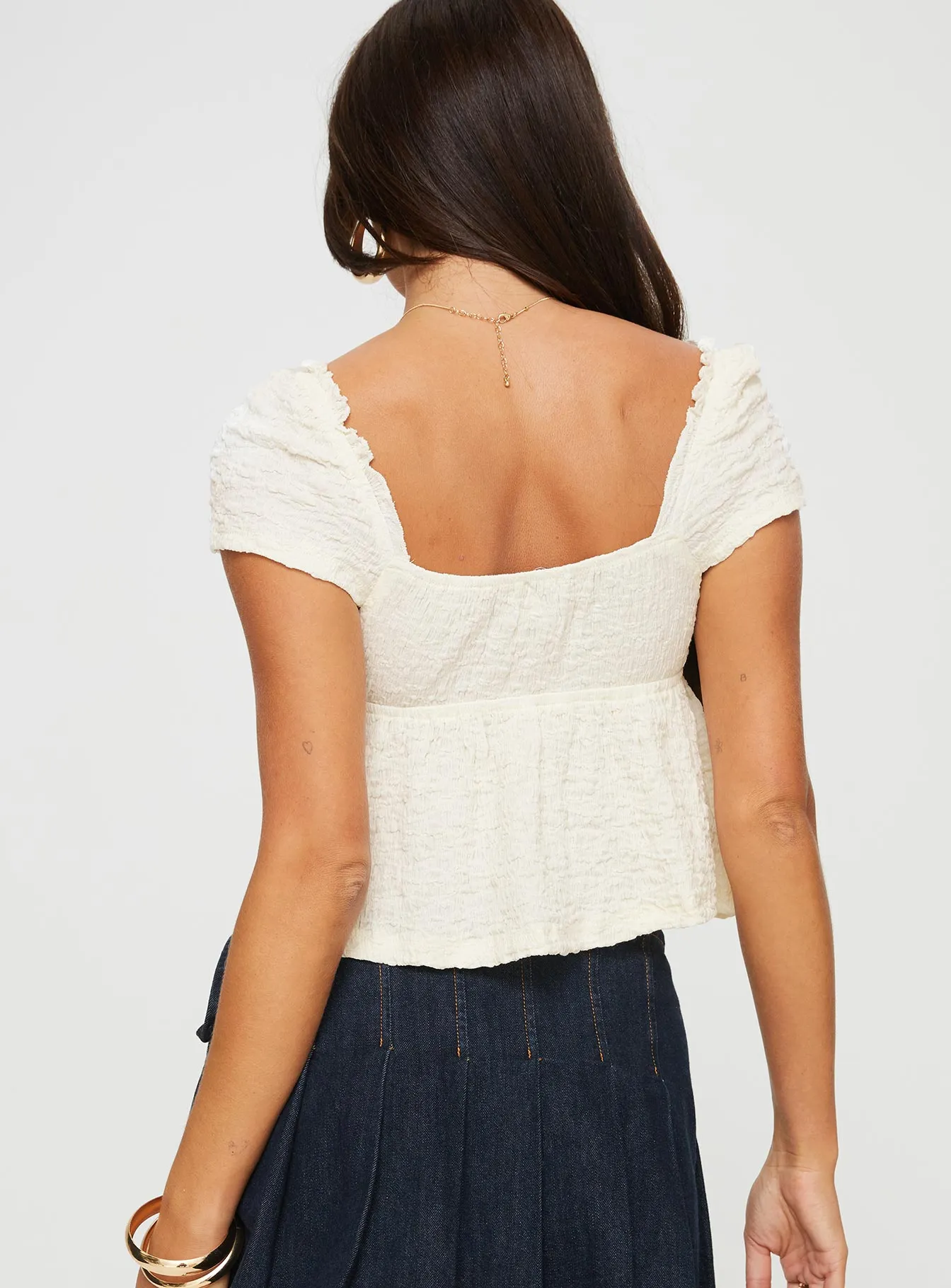 Kellan Cap Sleeve Top Cream sold by Princess Polly product image thumbnail 5