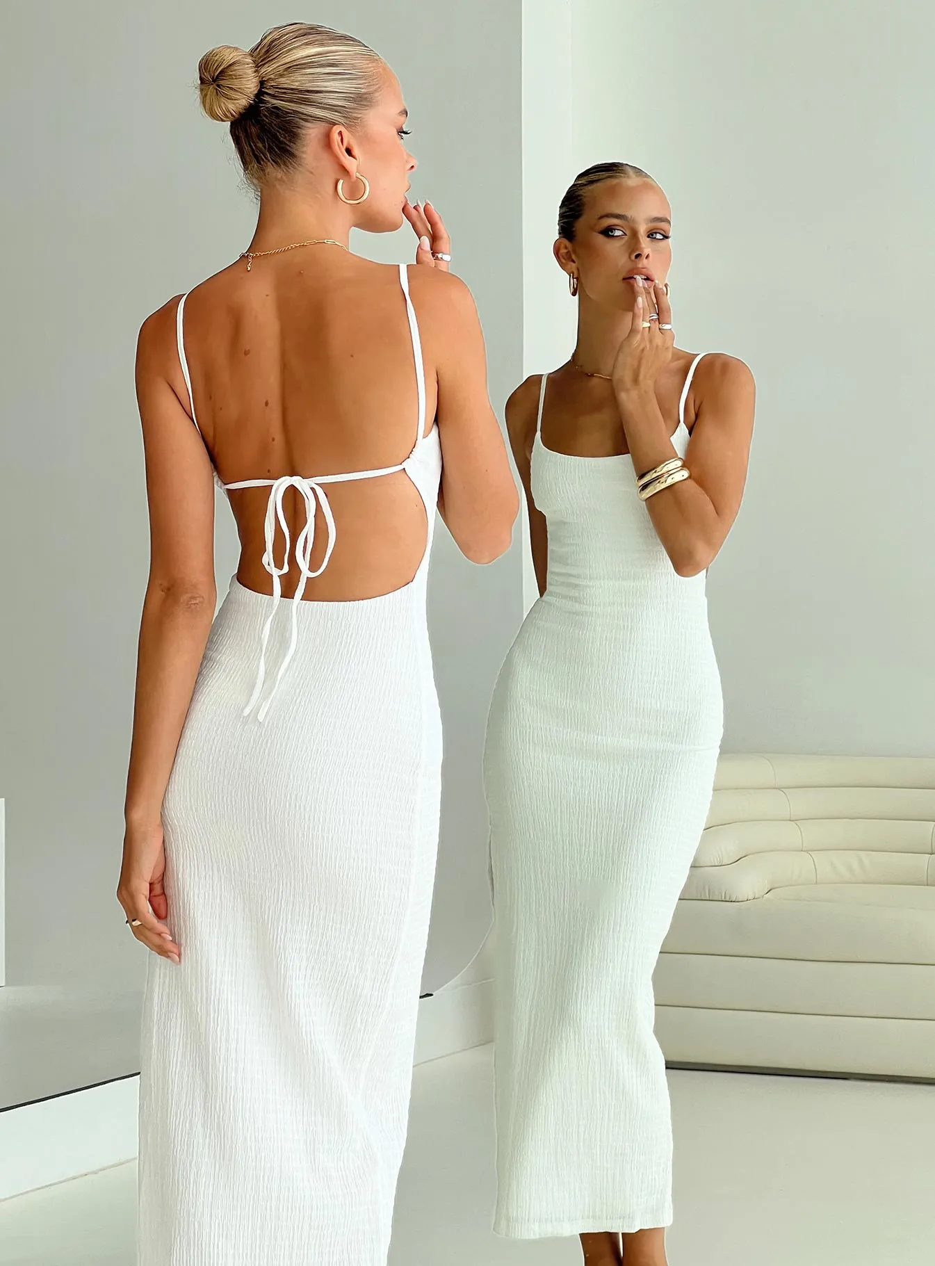 Elestria Maxi Dress White sold by Princess Polly