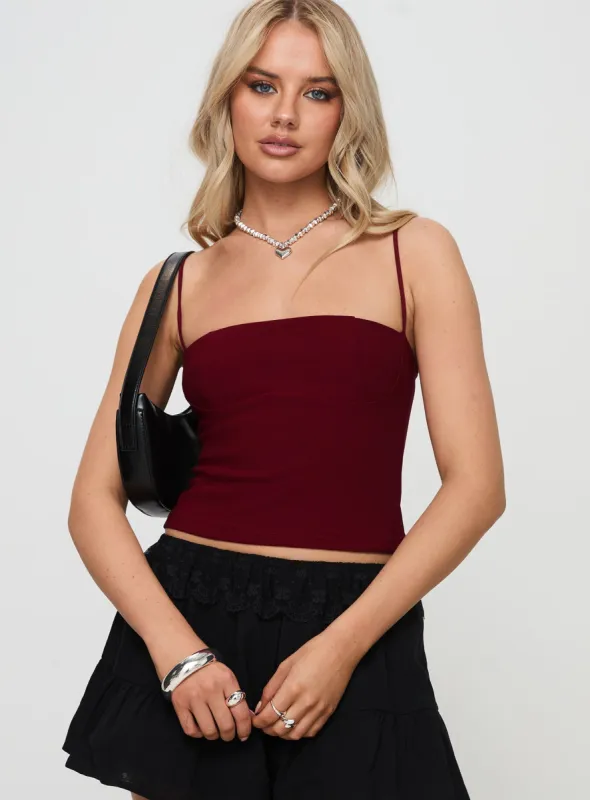 Tarragon Top Burgundy sold by Princess Polly