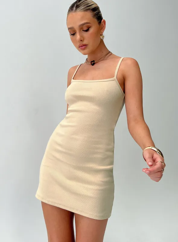 Salle Mini Dress Beige sold by Princess Polly