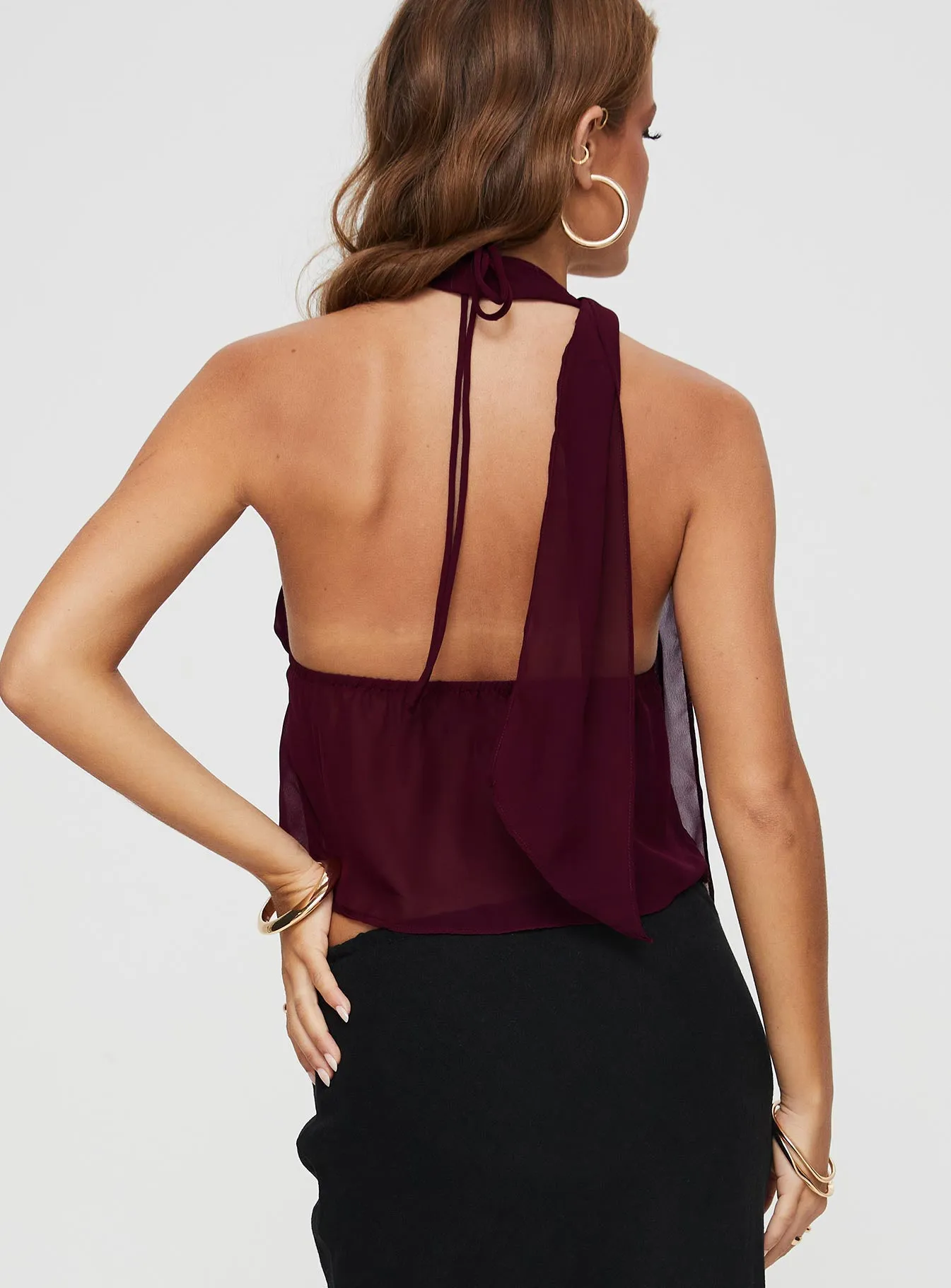 Demi Frill Top Burgundy sold by Princess Polly product image thumbnail 5