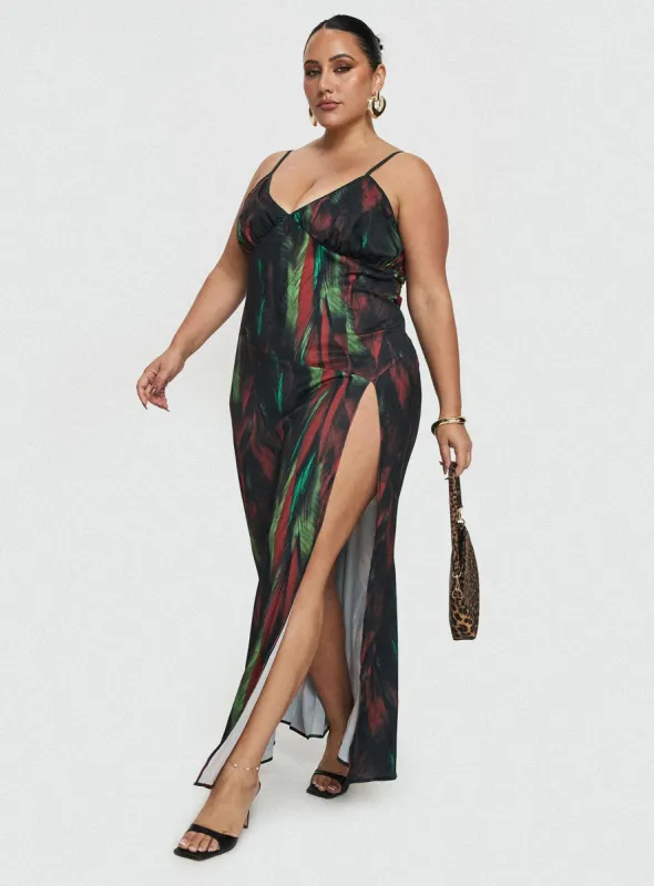 Feather Maxi Dress Multi Curve sold by Princess Polly