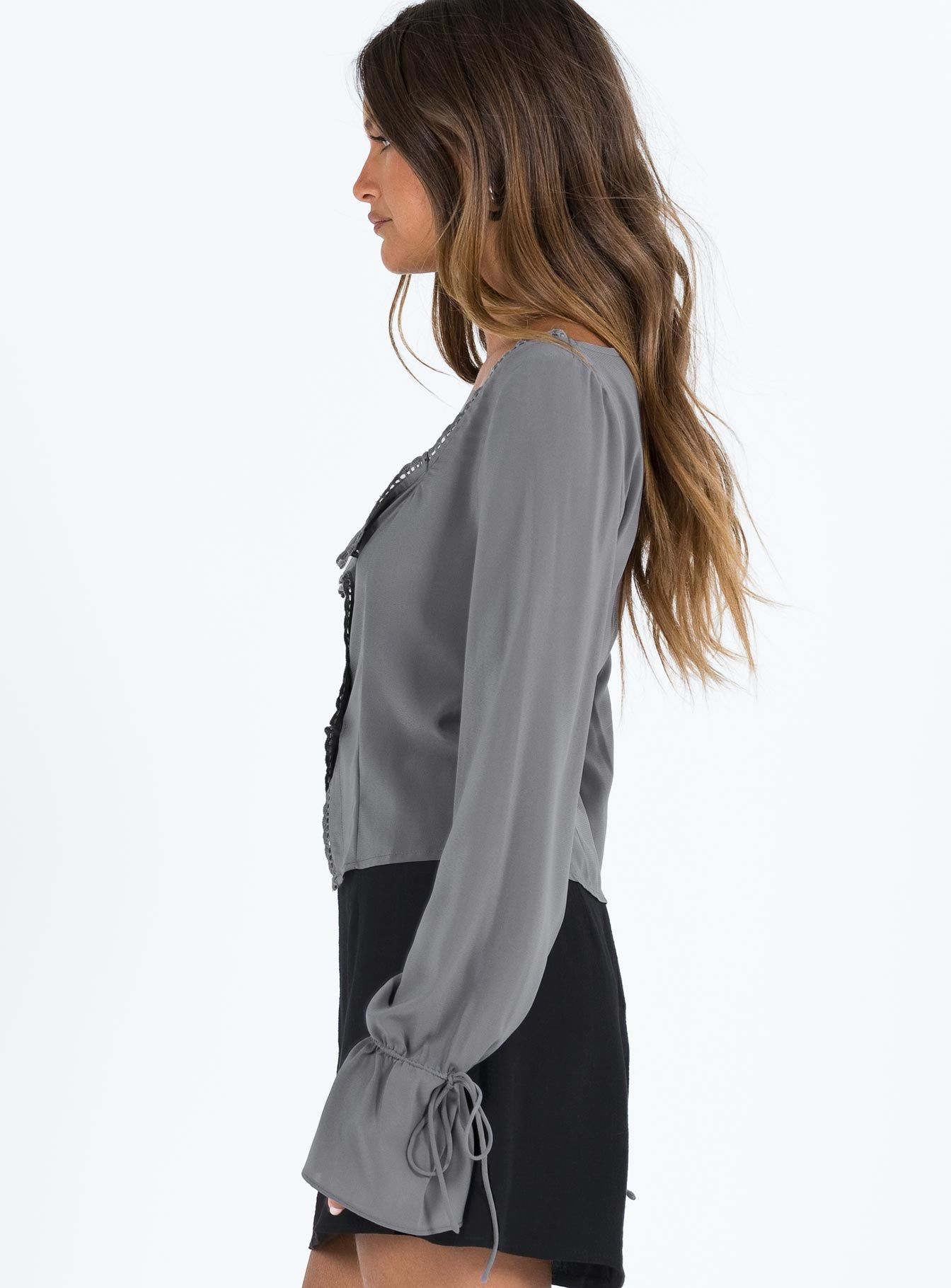 Carila Lace Voile Sheer Top Grey sold by Princess Polly product image thumbnail 4