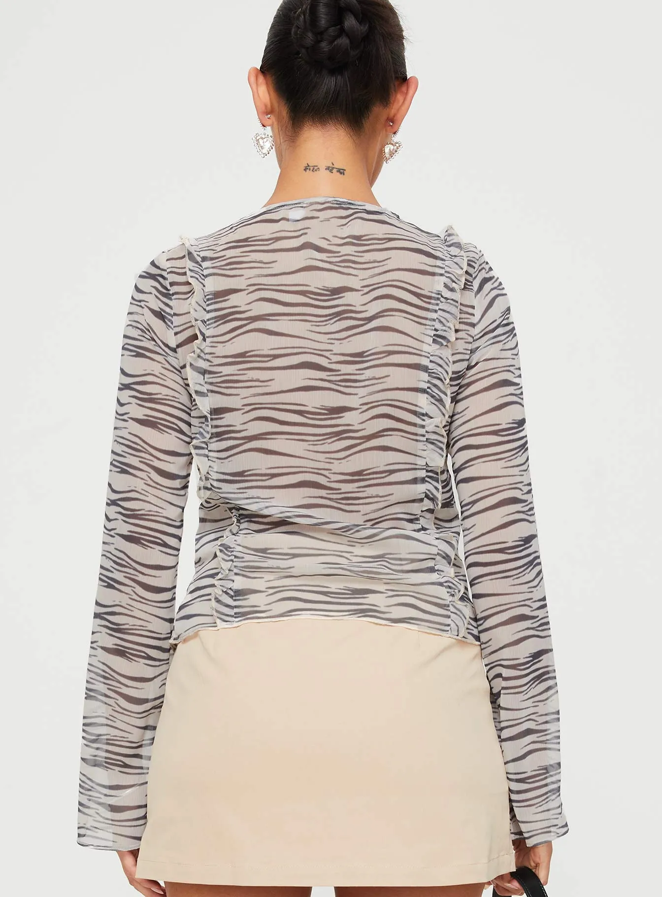 Get Me Long Sleeve Top Zebra sold by Princess Polly product image thumbnail 5