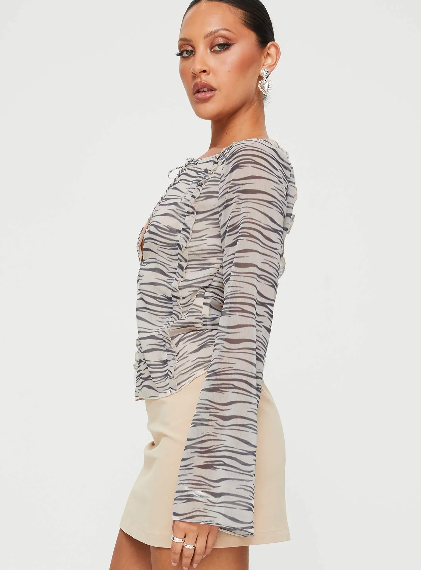 Get Me Long Sleeve Top Zebra sold by Princess Polly product image thumbnail 4