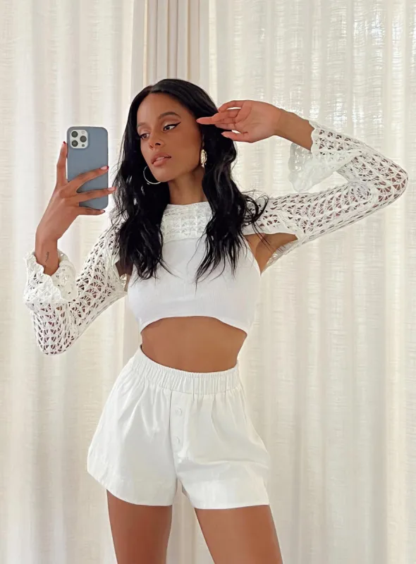 Day Dream Shorts White sold by Princess Polly