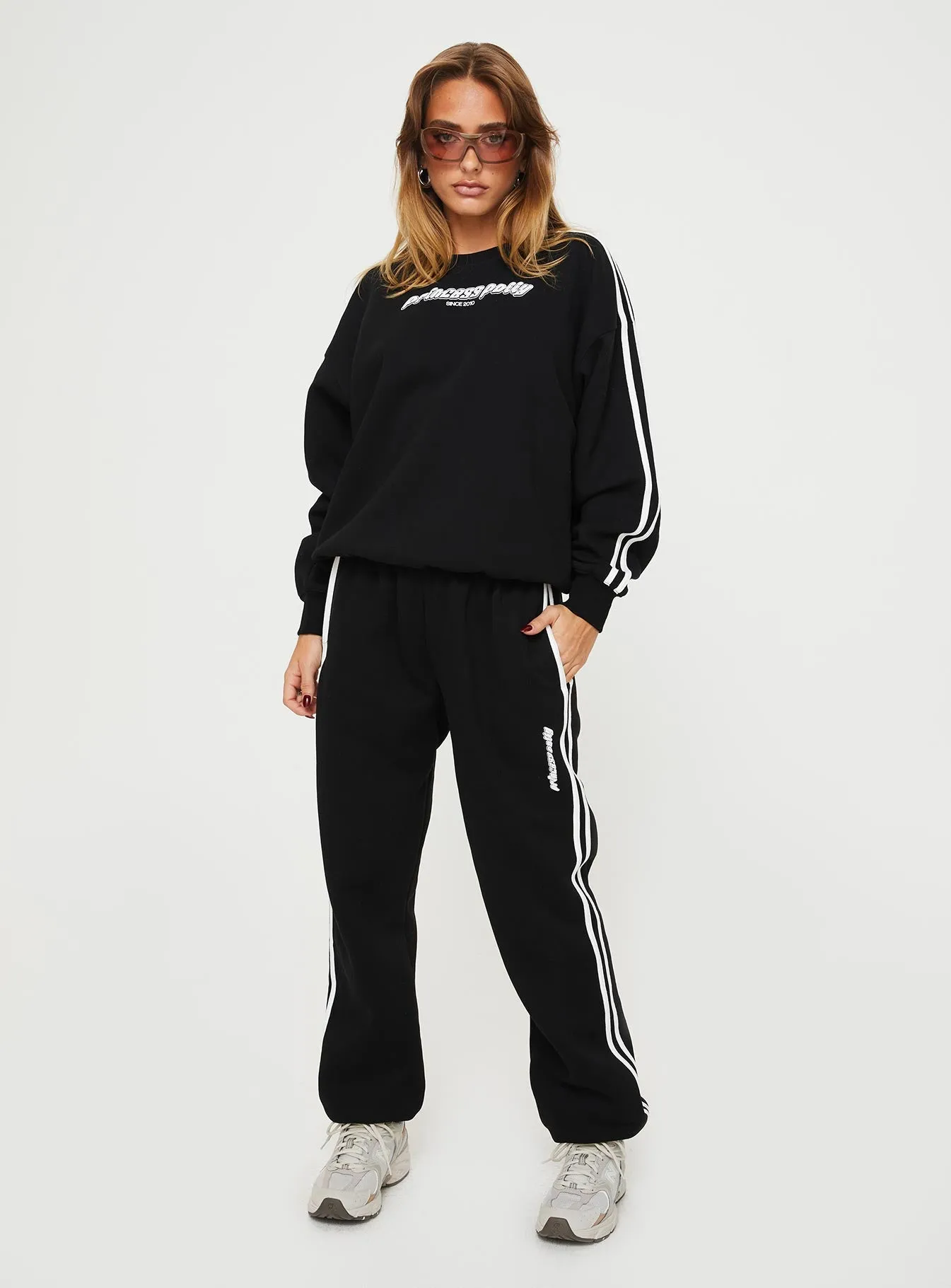 Princess Polly Crew Neck Sweatshirt Stripe Black / White sold by Princess Polly product image thumbnail 4