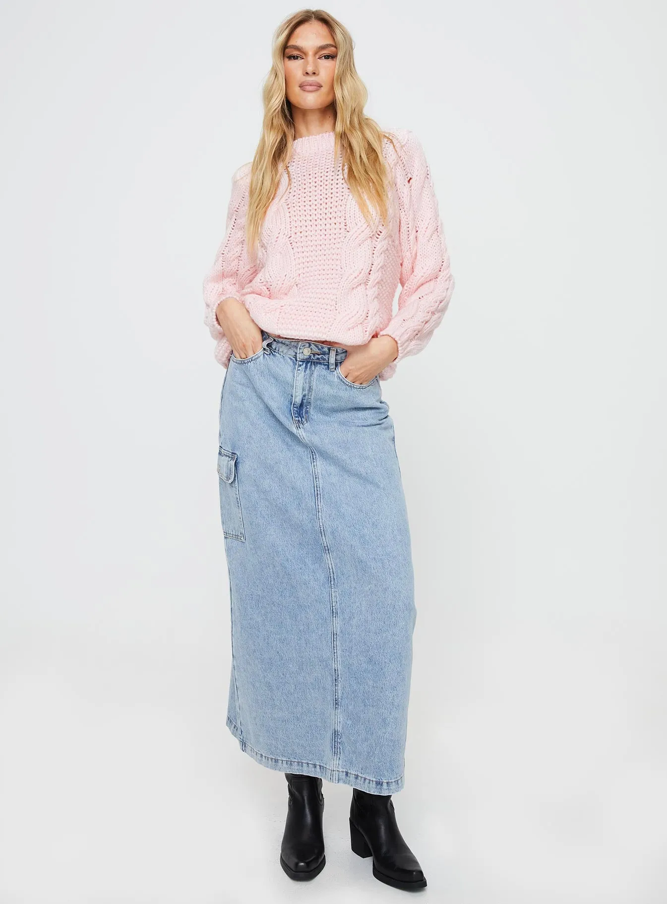 Ellison Cable Knit Sweater Blush Pink sold by Princess Polly product image thumbnail 3