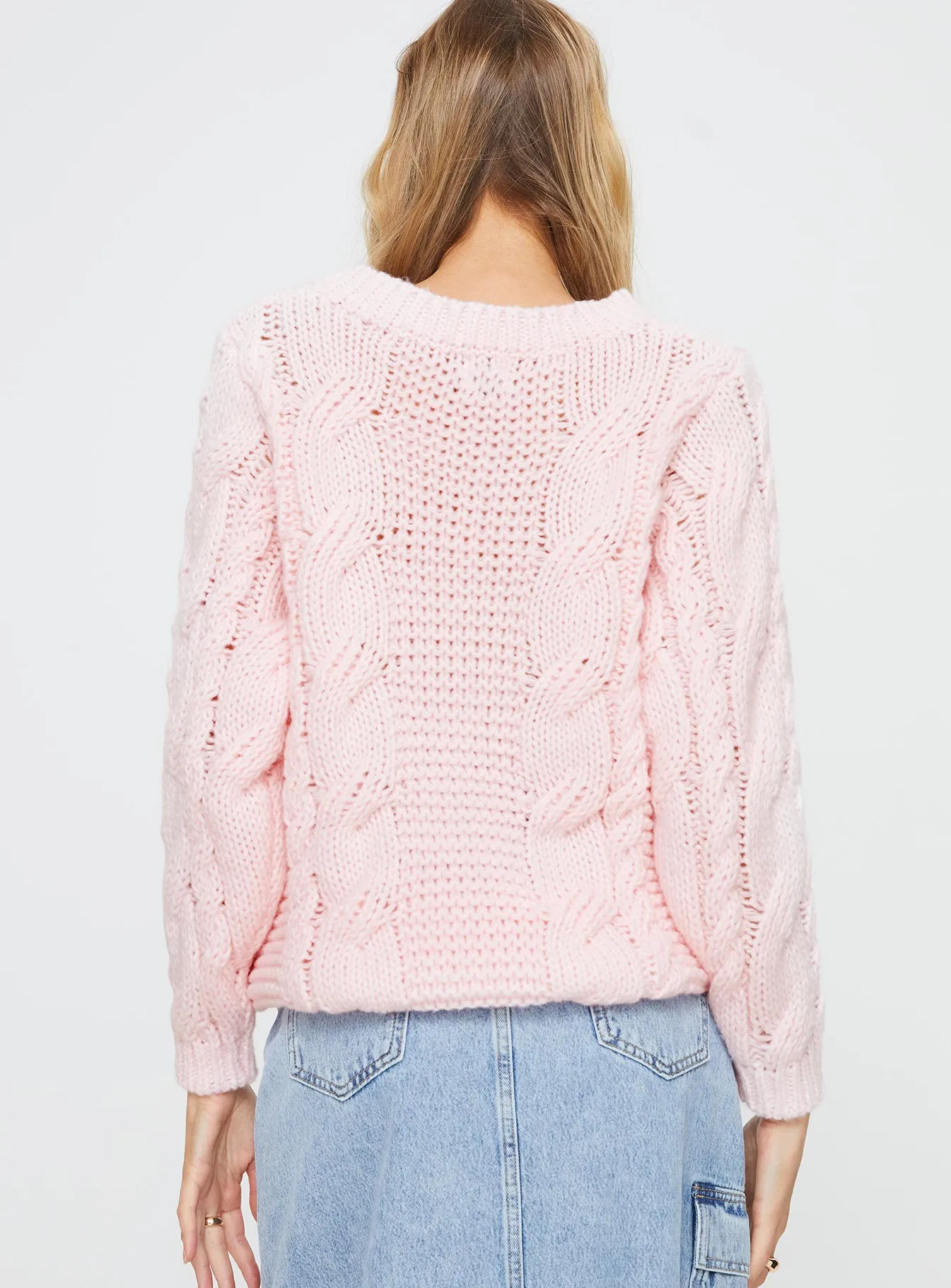 Ellison Cable Knit Sweater Blush Pink sold by Princess Polly product image thumbnail 5