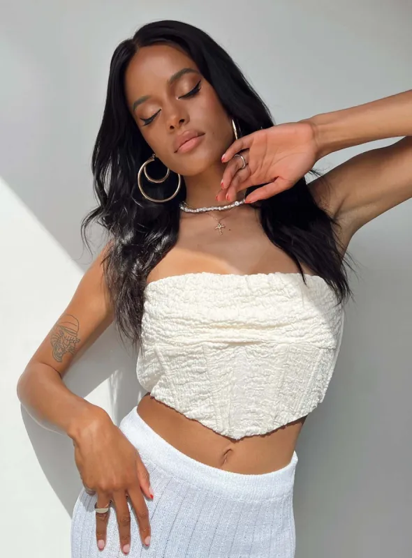 Carlsen Strapless Top Cream sold by Princess Polly