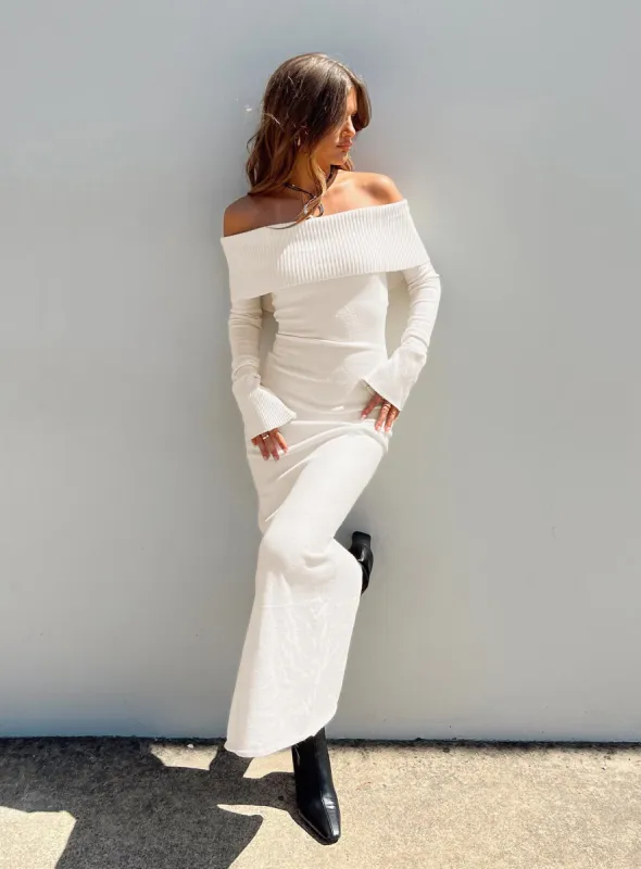 Louden Off The Shoulder Maxi Dress Cream sold by Princess Polly