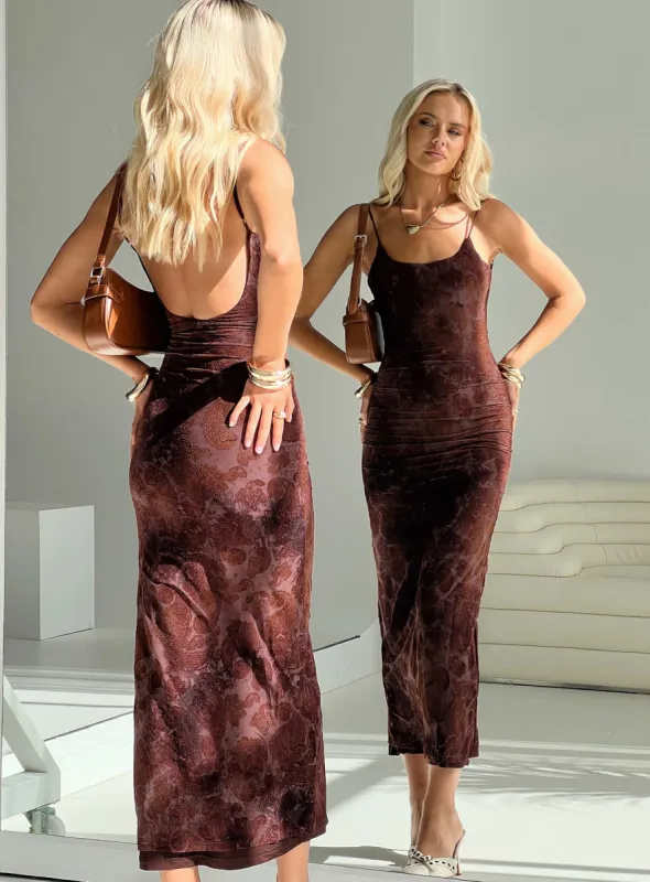 Knox Maxi Dress Chocolate sold by Princess Polly