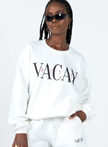 Vaycay Sweatshirt White sold by Princess Polly