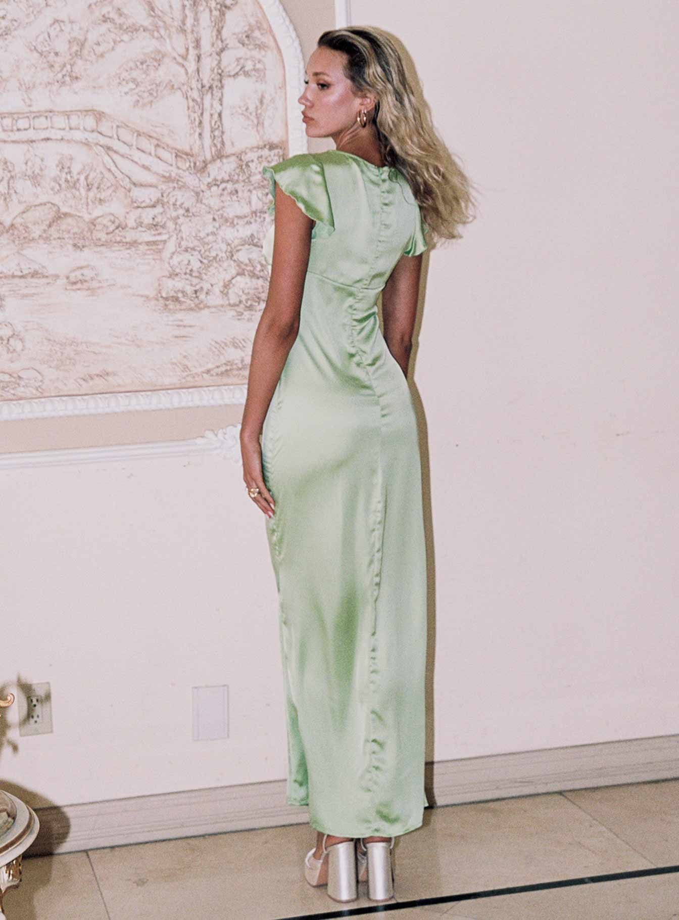 Armas Lace Trim Maxi Dress Green sold by Princess Polly product image thumbnail 4