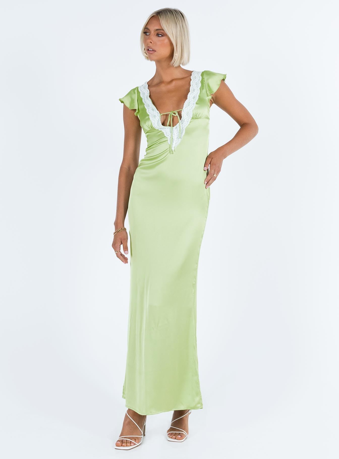 Armas Lace Trim Maxi Dress Green sold by Princess Polly product image thumbnail 5