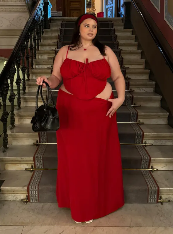 Orianne Maxi Skirt Red Curve sold by Princess Polly