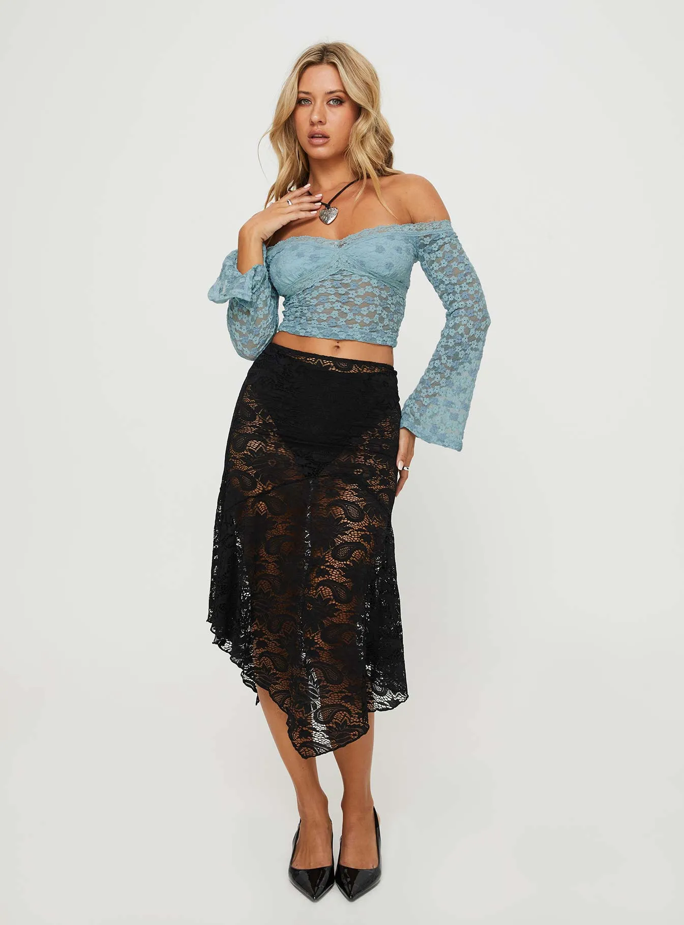Bankston Off The Shoulder Top Blue sold by Princess Polly product image thumbnail 3