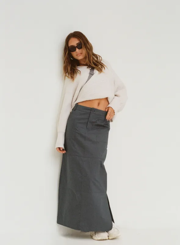 Devine Cargo Maxi Skirt Slate sold by Princess Polly