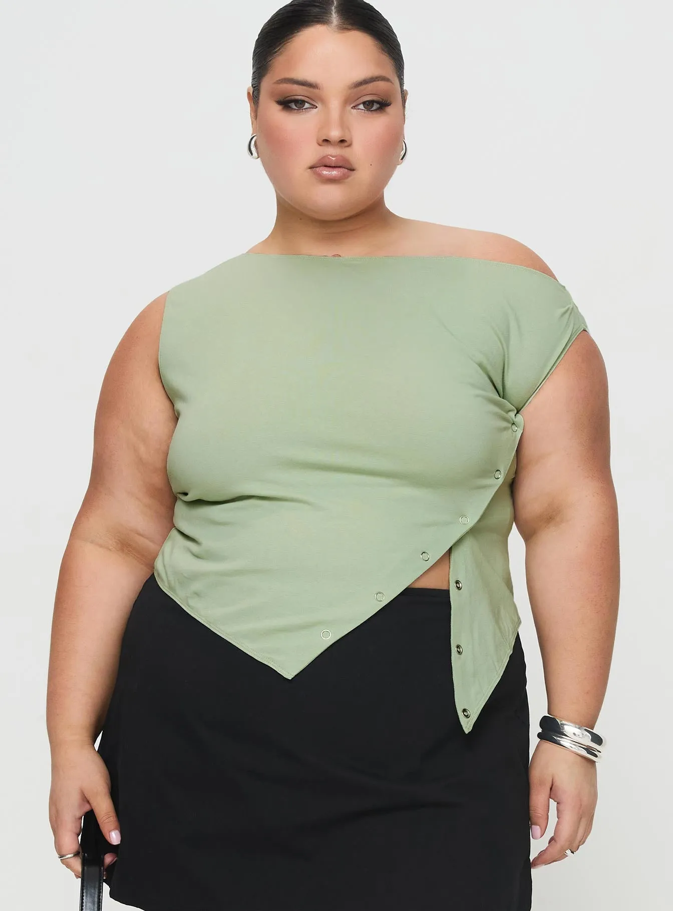 Karre Off The Shoulder Top Sage Curve sold by Princess Polly