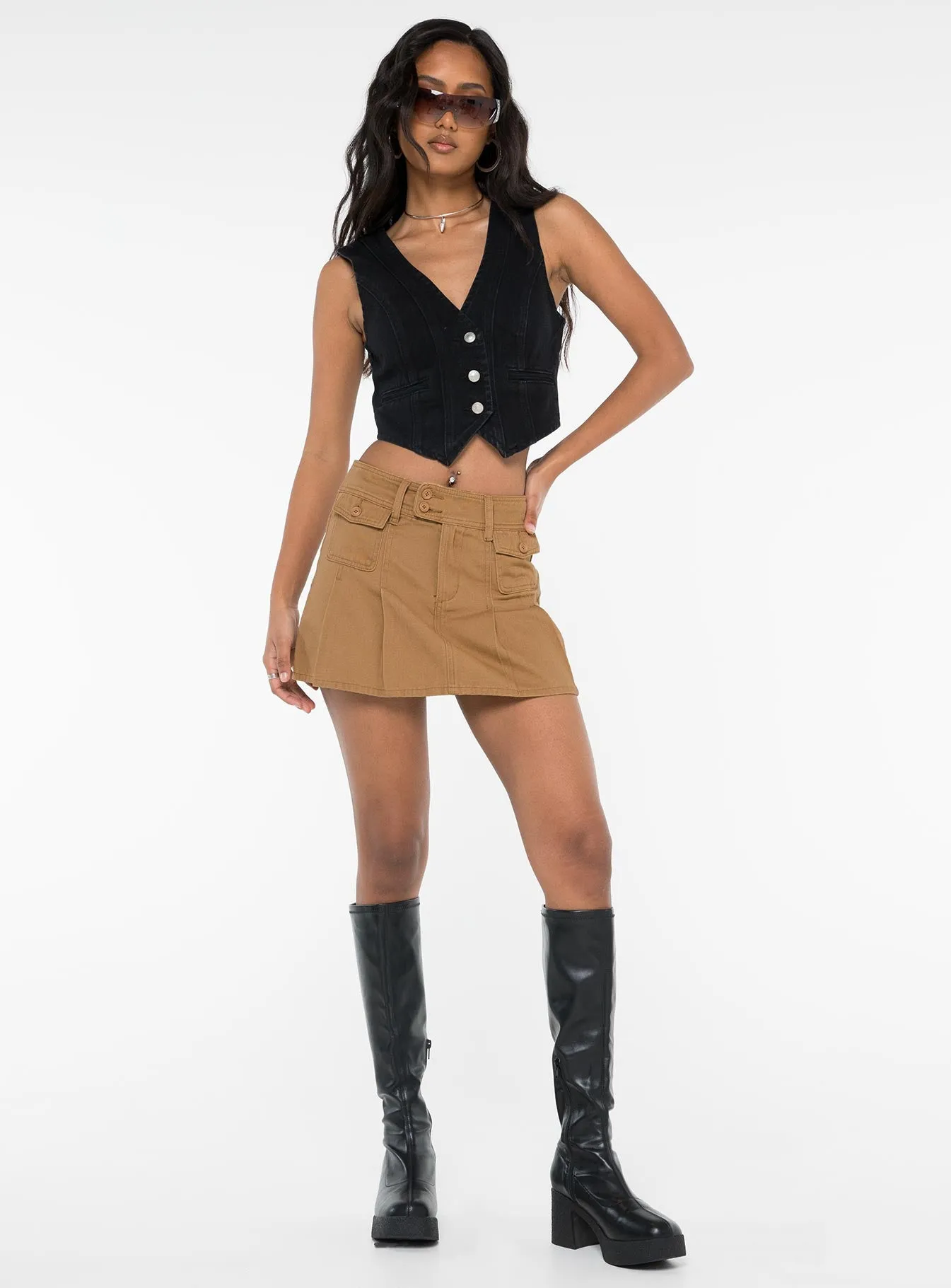 Stanton Mini Skirt Beige sold by Princess Polly product image thumbnail 3