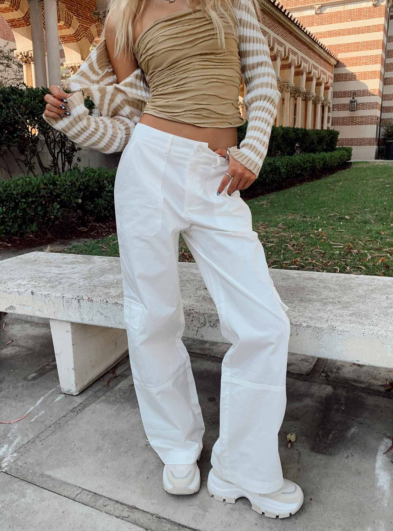 Luna Mid Rise Cargo Pant Off White sold by Princess Polly product image thumbnail 8