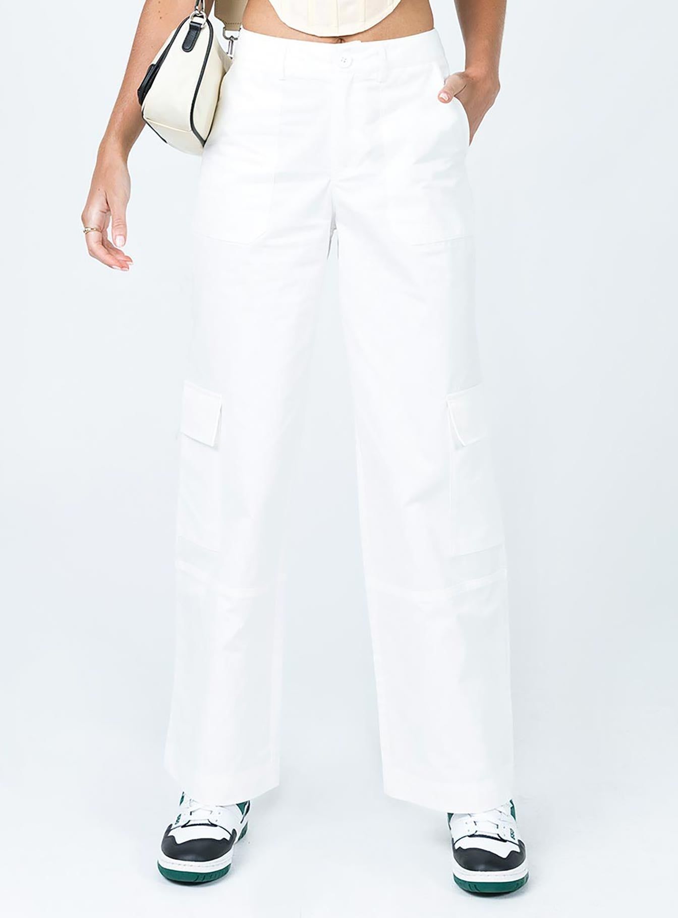 Luna Mid Rise Cargo Pant Off White sold by Princess Polly product image thumbnail 2